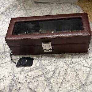 Elegant Brown Leather Watch Box with Lock